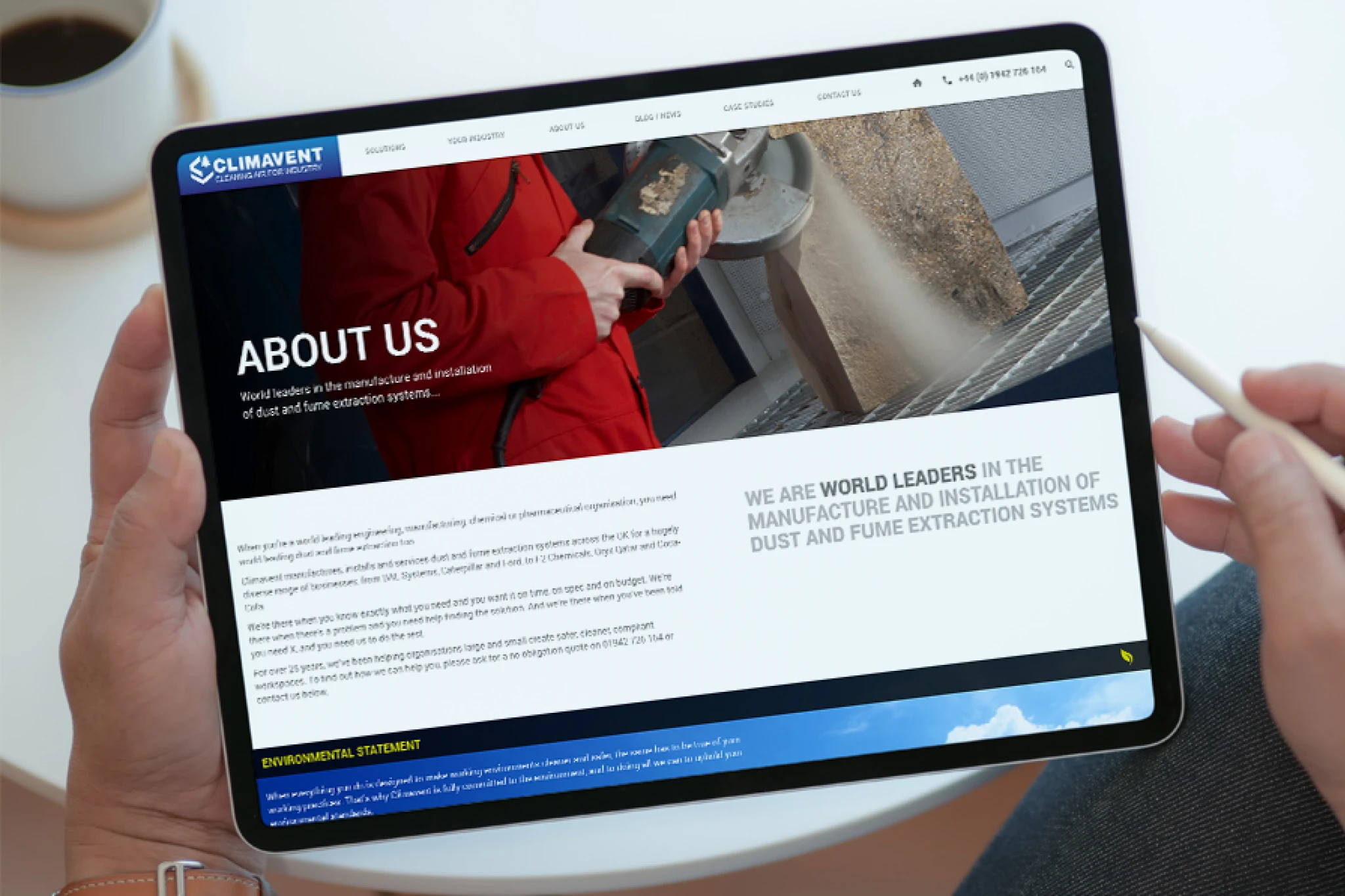 Climavent Website design on tablet