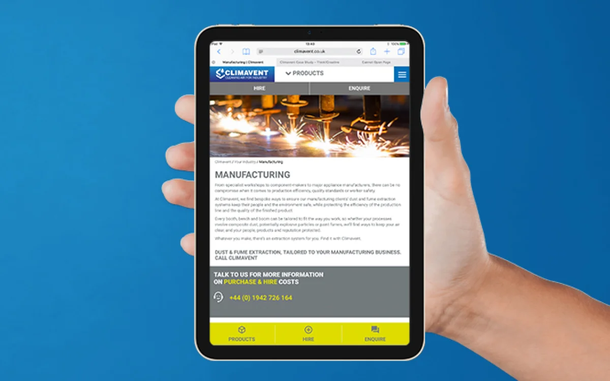 Climavent website – detail view